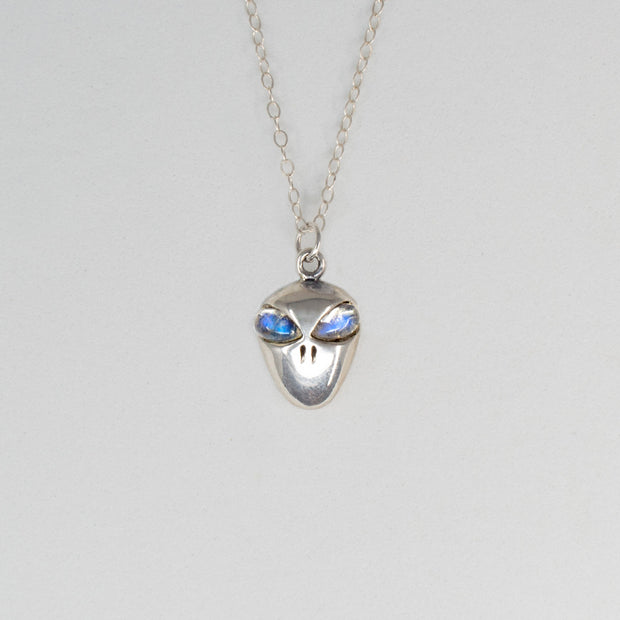 Little Alien Necklace with Moonstone Eyes