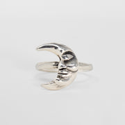 Sterling silver crescent moon man ring jewelry