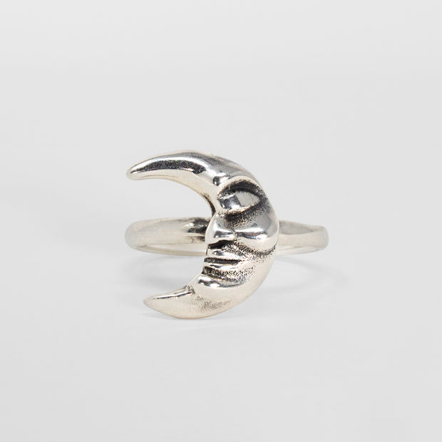Sterling silver crescent moon man ring jewelry