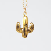14k gold plated saguaro cactus necklace