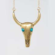 Longhorn Necklace with Turquoise Eyes