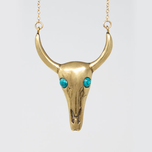 Longhorn Necklace with Turquoise Eyes