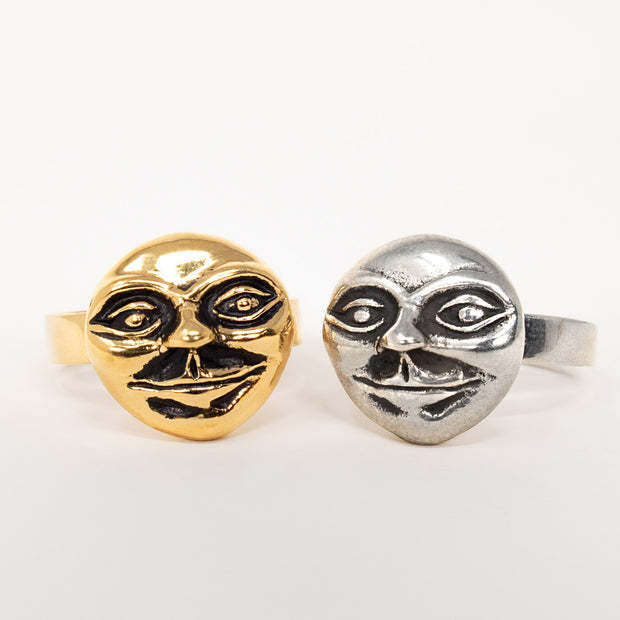 14k gold and sterling silver moon man ring jewelry