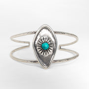 Sterling silver all seeing eye cuff bracelet with turquoise stone